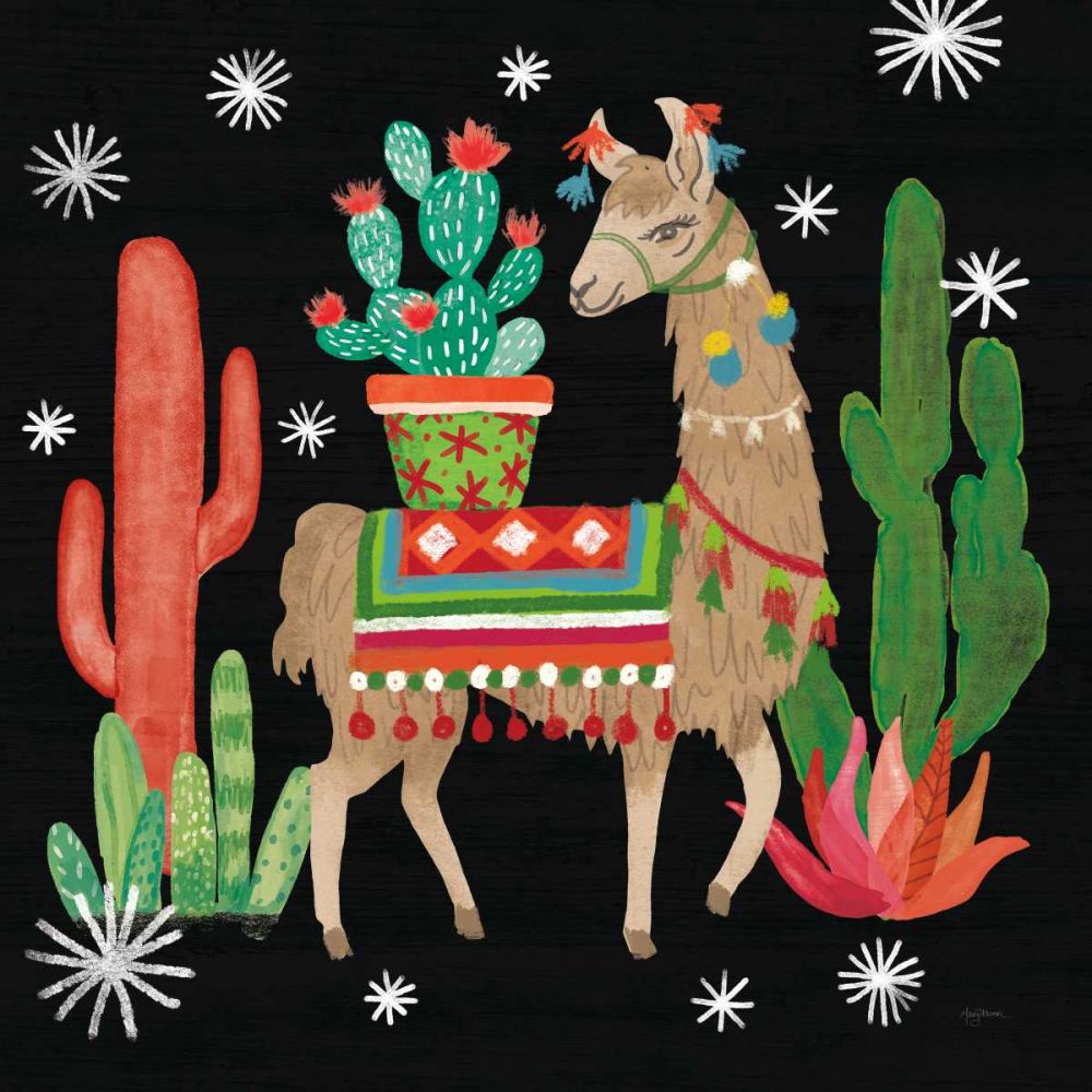 Lovely Llamas III Christmas Black art print by Mary Urban for $57.95 CAD