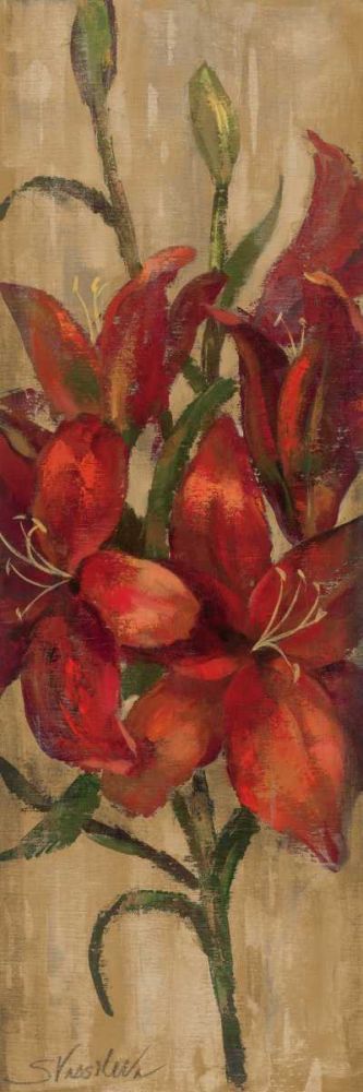 Vivid Red Lily on Gold art print by Silvia Vassileva for $57.95 CAD