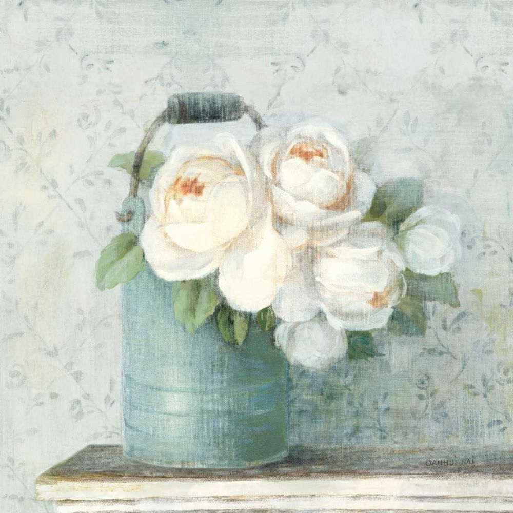 June Roses I White Blue Crop art print by Danhui Nai for $57.95 CAD
