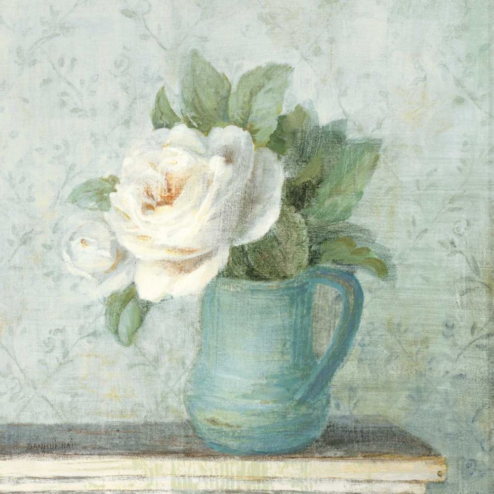 June Roses II White Blue Crop art print by Danhui Nai for $57.95 CAD