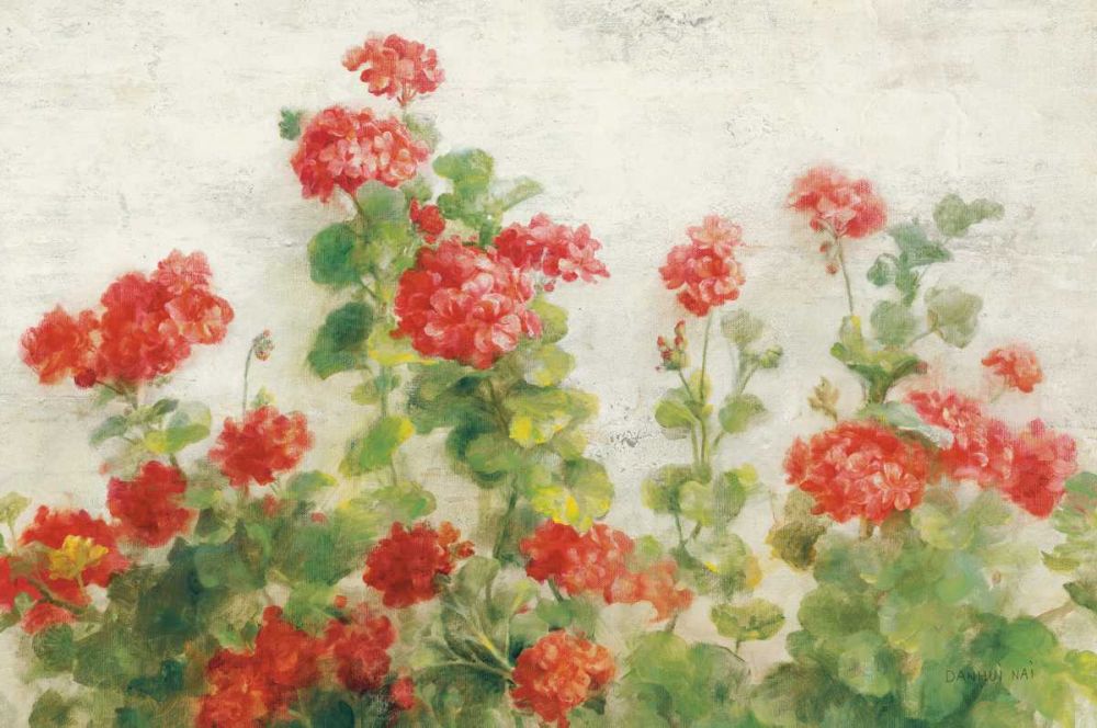 Red Geraniums on White v2 art print by Danhui Nai for $57.95 CAD