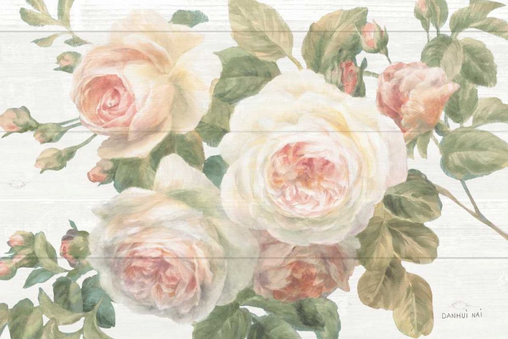 Vintage Roses White on Shiplap Crop art print by Danhui Nai for $57.95 CAD