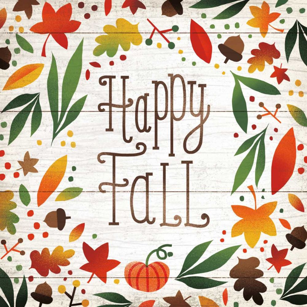 Harvest Time Happy Fall Shiplap Sq art print by Michael Mullan for $57.95 CAD