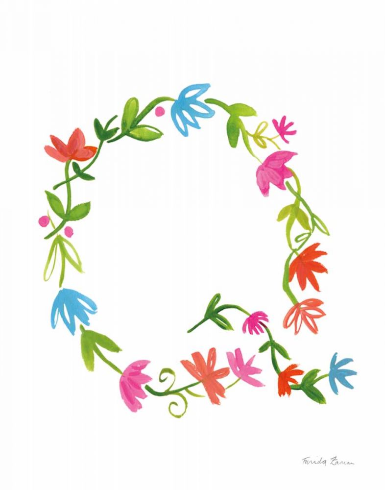 Floral Alphabet Letter XVII art print by Farida Zaman for $57.95 CAD