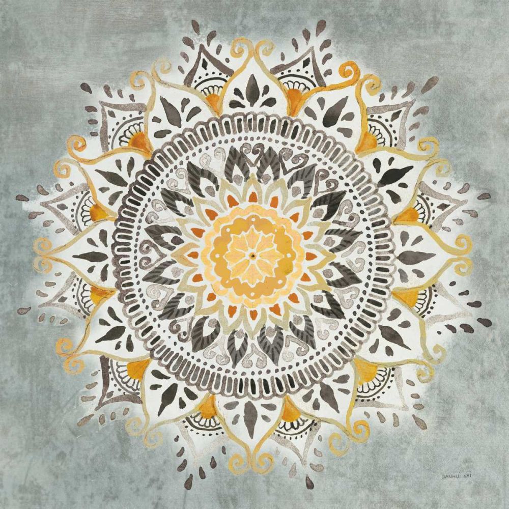 Mandala Delight I Yellow Grey art print by Danhui Nai for $57.95 CAD