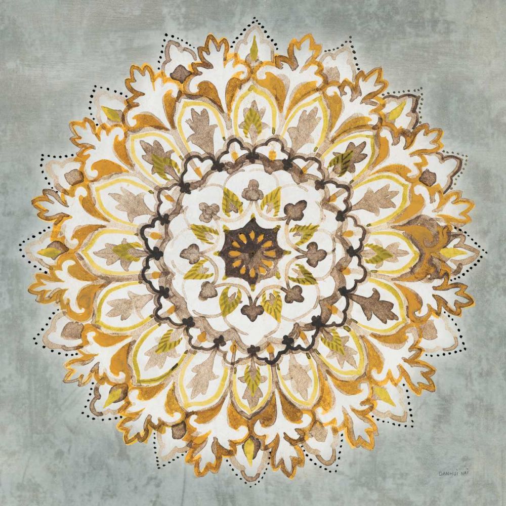 Mandala Delight II Yellow Grey art print by Danhui Nai for $57.95 CAD