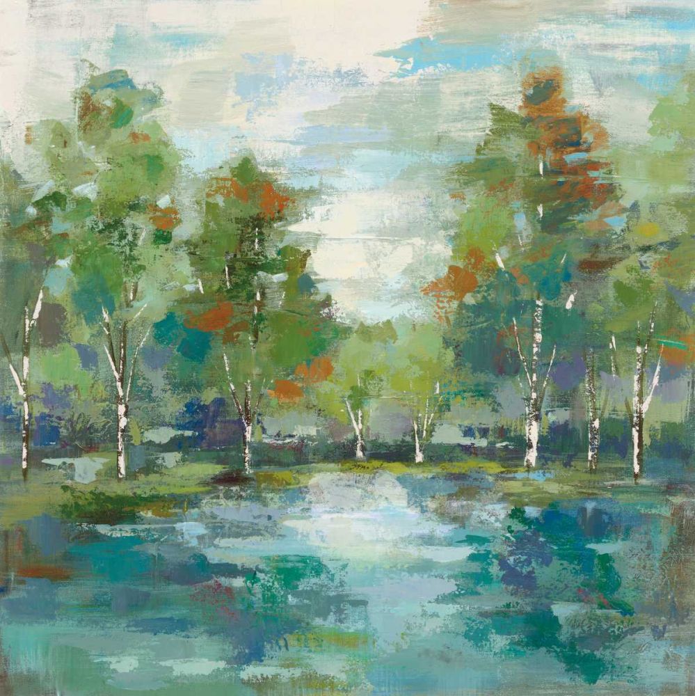 Forest at Dawn Turquoise art print by Silvia Vassileva for $57.95 CAD