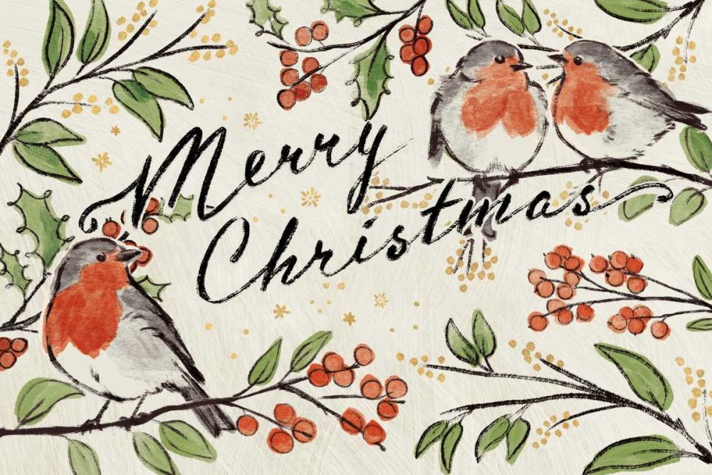 Christmas Lovebirds I art print by Janelle Penner for $57.95 CAD