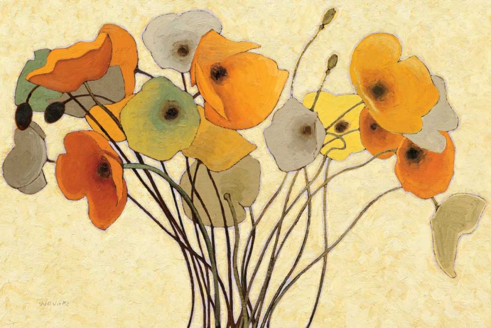 Pumpkin Poppies I art print by Shirley Novak for $57.95 CAD