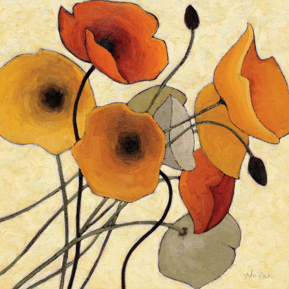 Pumpkin Poppies II art print by Shirley Novak for $57.95 CAD
