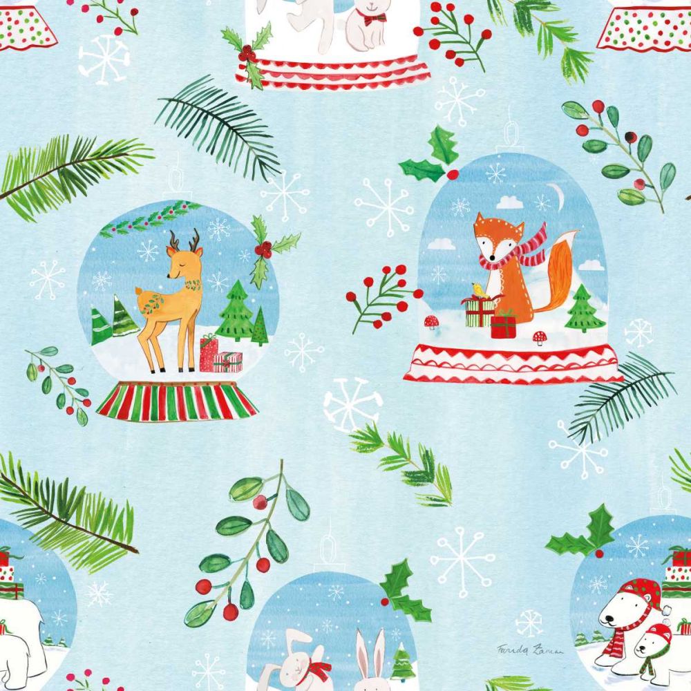 Snow Globe Animals Pattern VI art print by Farida Zaman for $57.95 CAD
