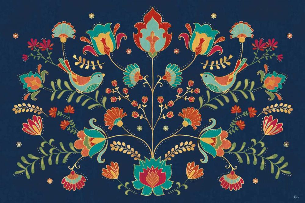 Folk Floral I Dark art print by Veronique Charron for $57.95 CAD