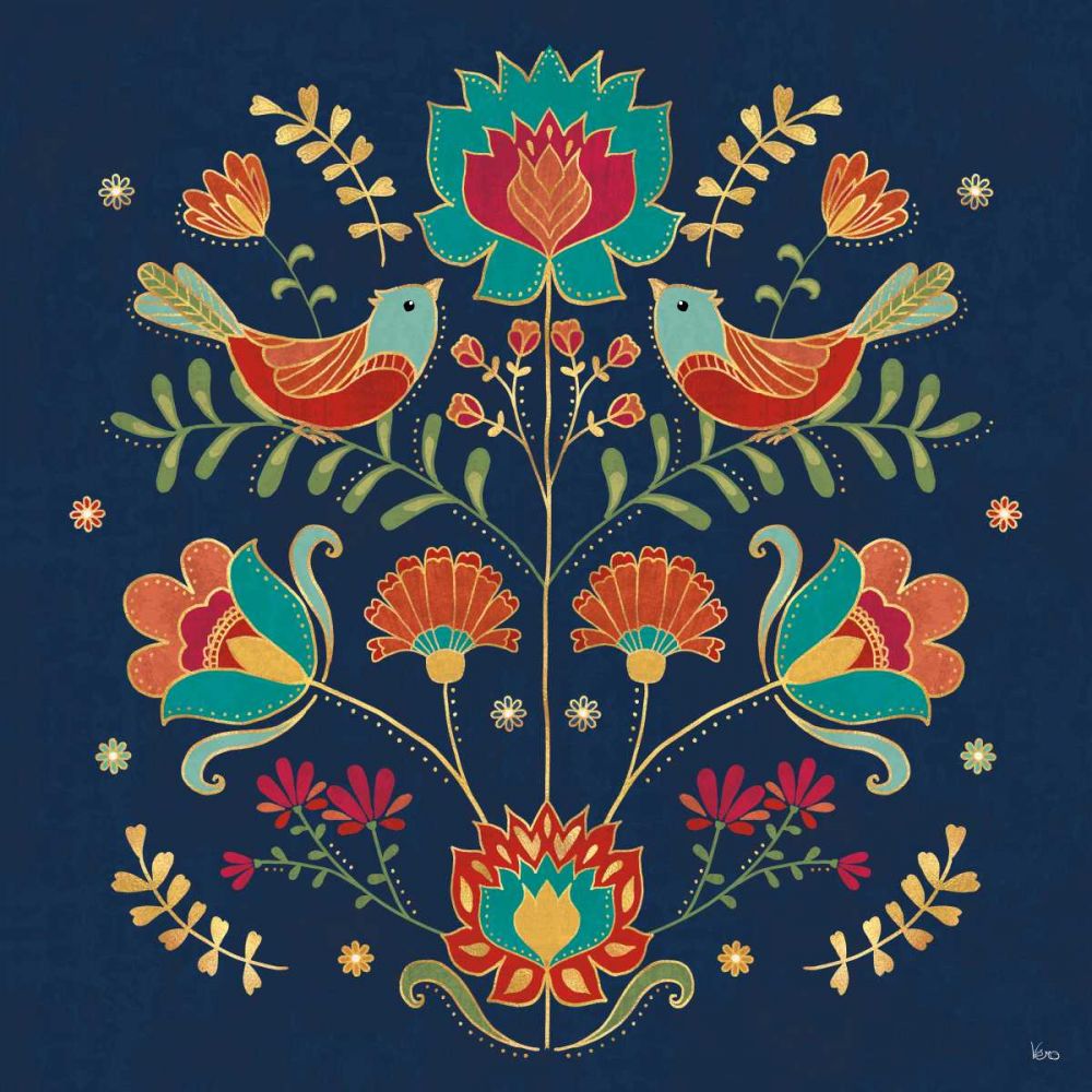 Folk Floral II Dark art print by Veronique Charron for $57.95 CAD