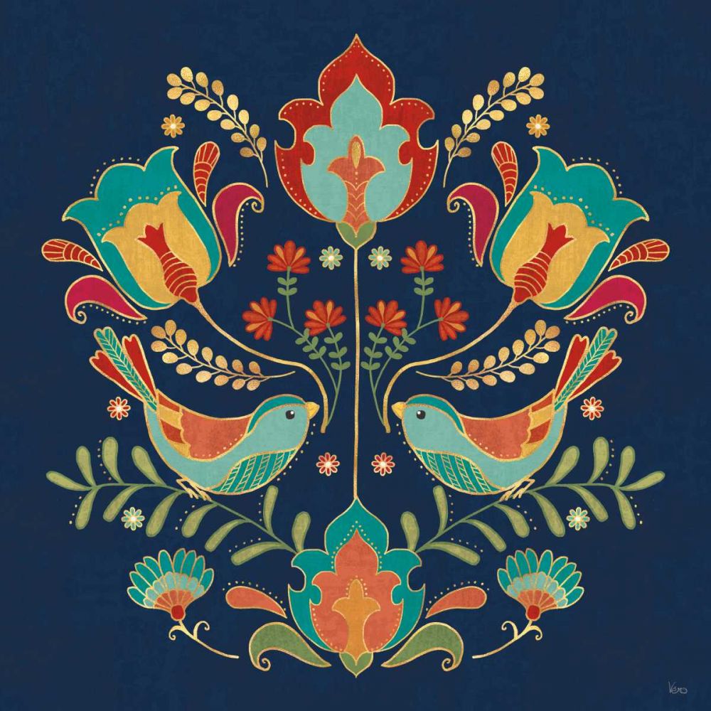 Folk Floral III Dark art print by Veronique Charron for $57.95 CAD