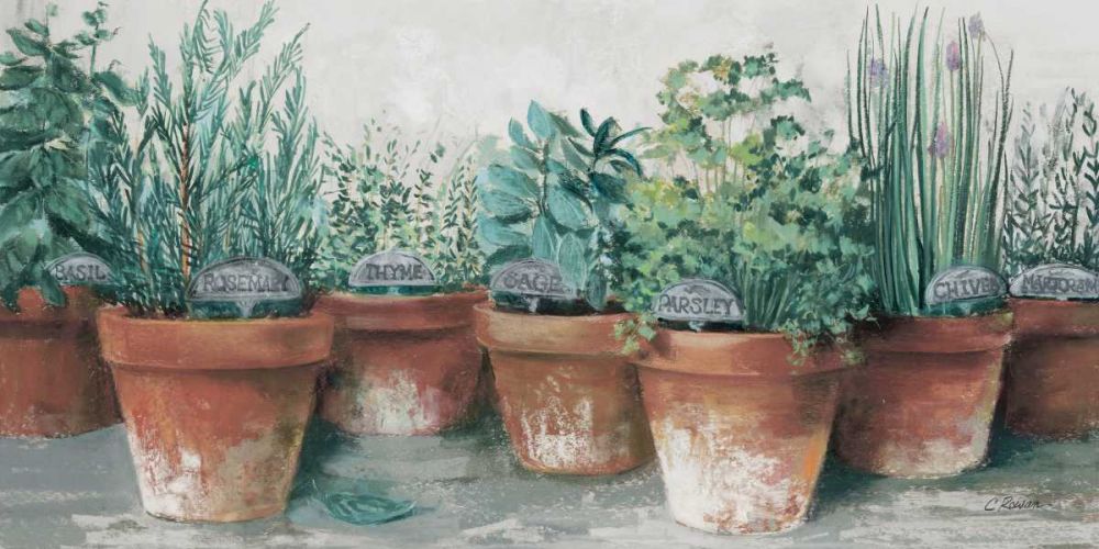 Pots of Herbs II Cottage art print by Carol Rowan for $57.95 CAD