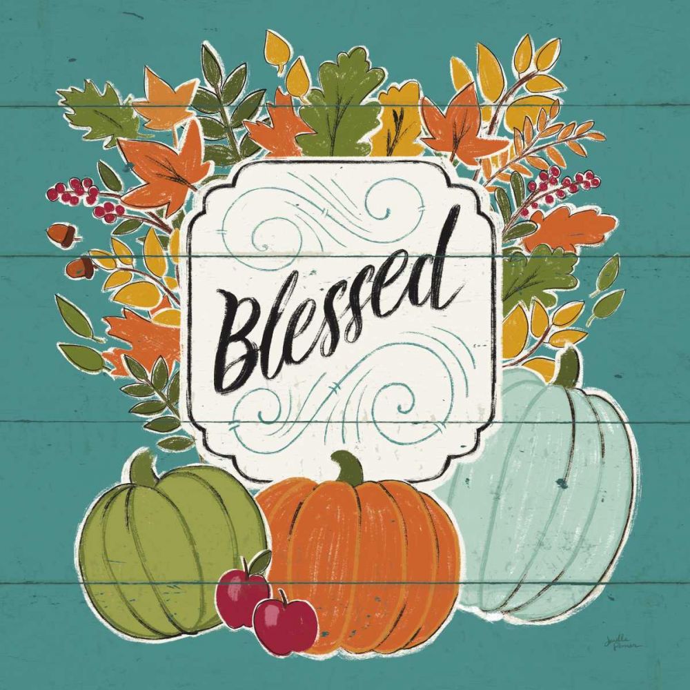 Thankful III Turquoise Leaves art print by Janelle Penner for $57.95 CAD