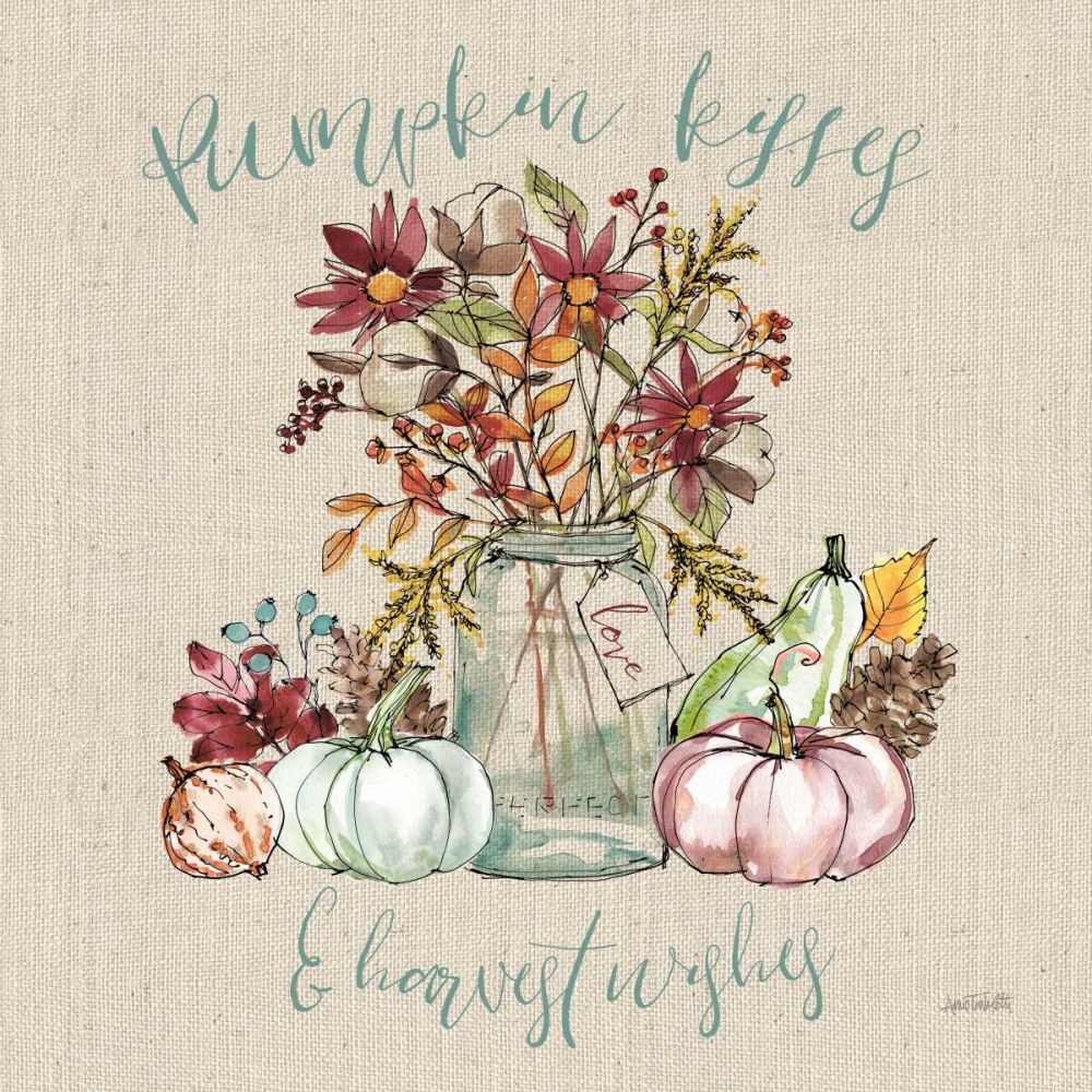 Festive Foliage I Sq Burlap art print by Anne Tavoletti for $57.95 CAD