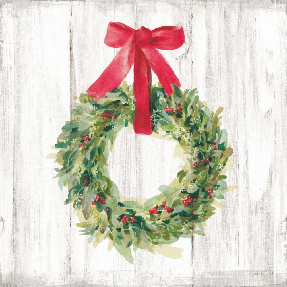 Woodland Holidays Wreath no Bird White art print by Danhui Nai for $57.95 CAD
