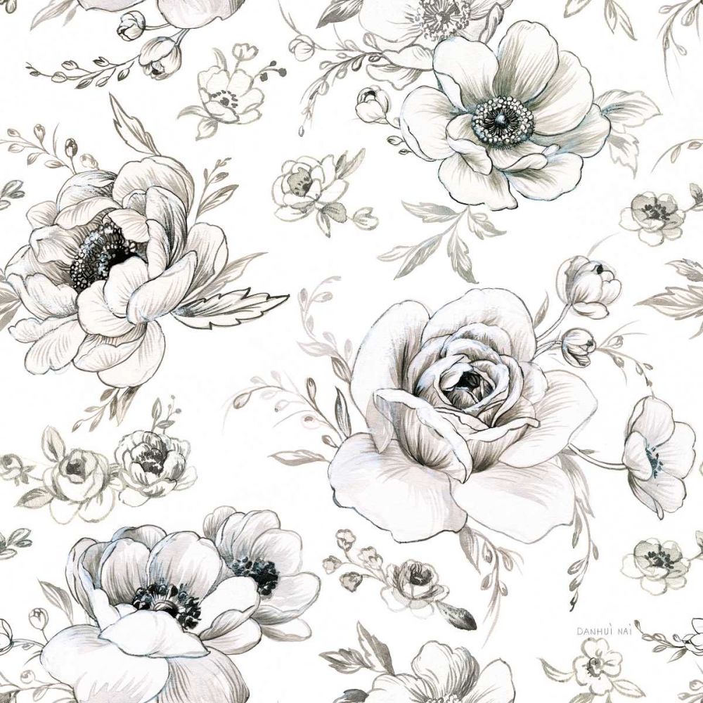 Sketchbook Garden Pattern VA on White art print by Danhui Nai for $57.95 CAD