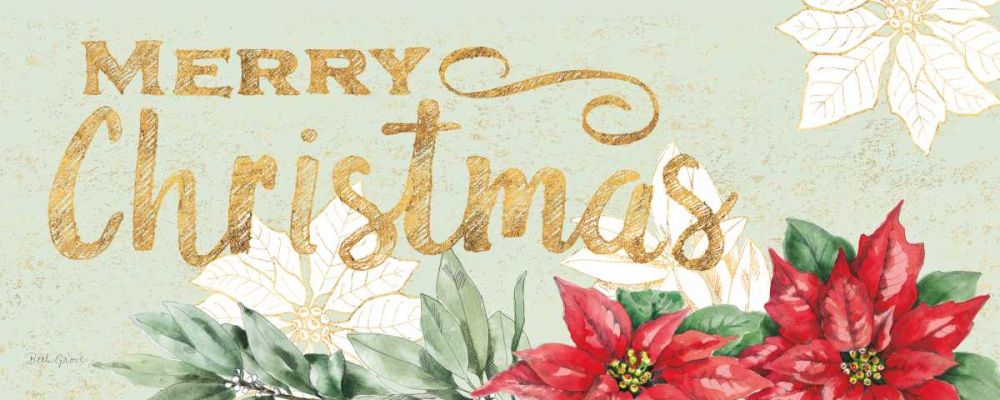 Watercolor Poinsettia Merry Christmas art print by Beth Grove for $57.95 CAD