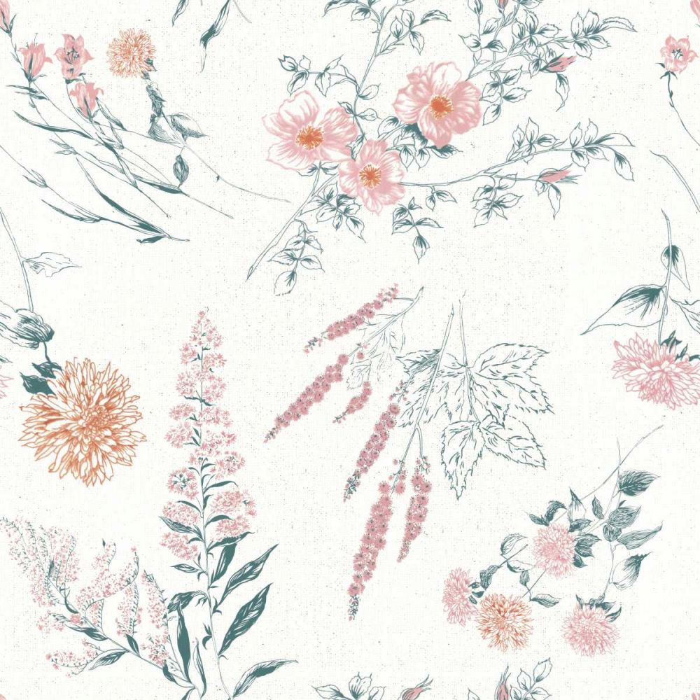 Flowers on White Contemporary Bright Pattern I art print by Wild Apple Portfolio for $57.95 CAD