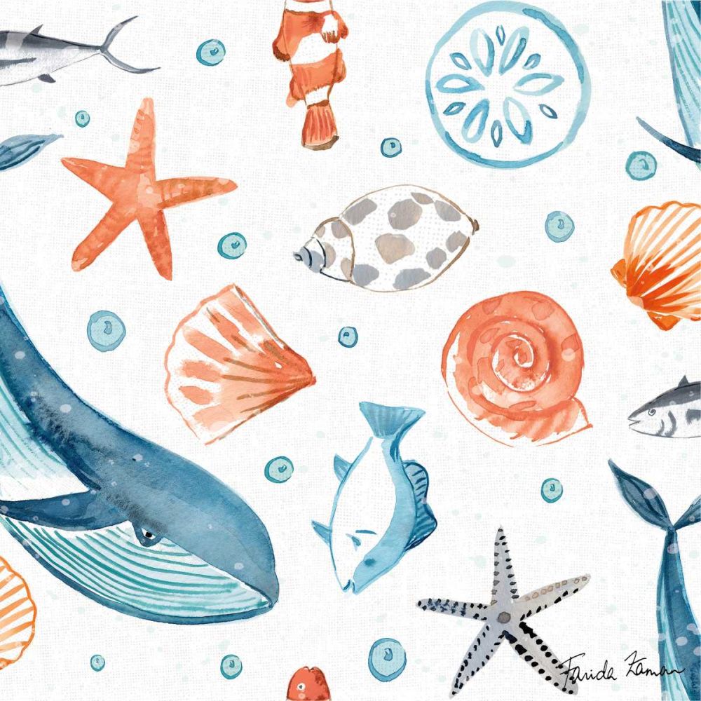 Whale Tale Pattern IA art print by Farida Zaman for $57.95 CAD