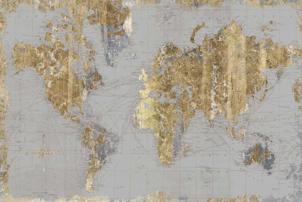 Gilded Map Light Gray art print by Wild Apple Portfolio for $57.95 CAD