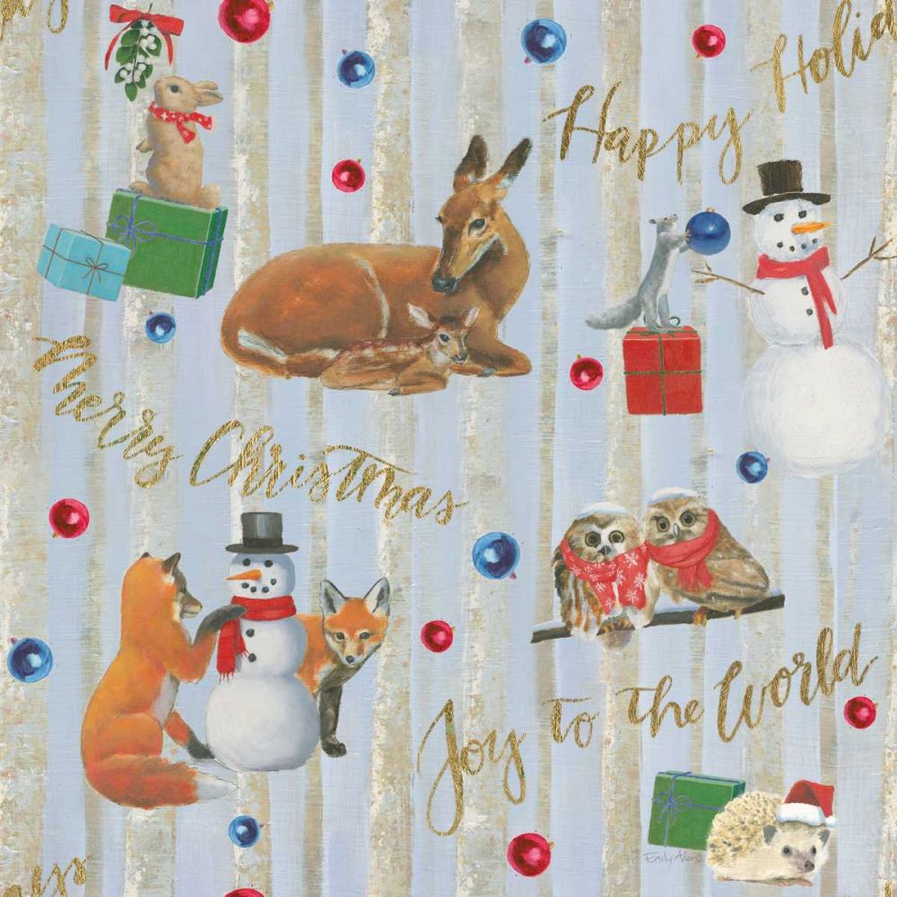 Christmas Critters Bright Pattern IVA art print by Emily Adams for $57.95 CAD