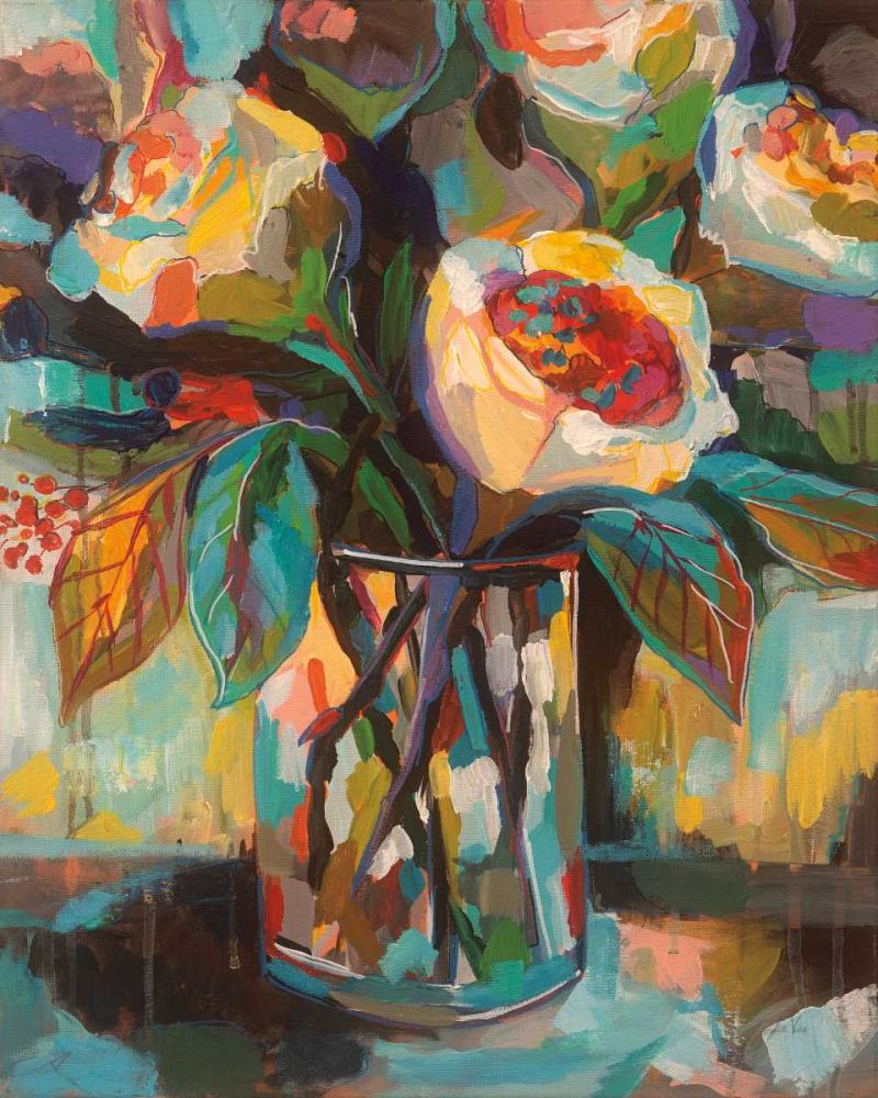 Stained Glass Floral art print by Jeanette Vertentes for $57.95 CAD
