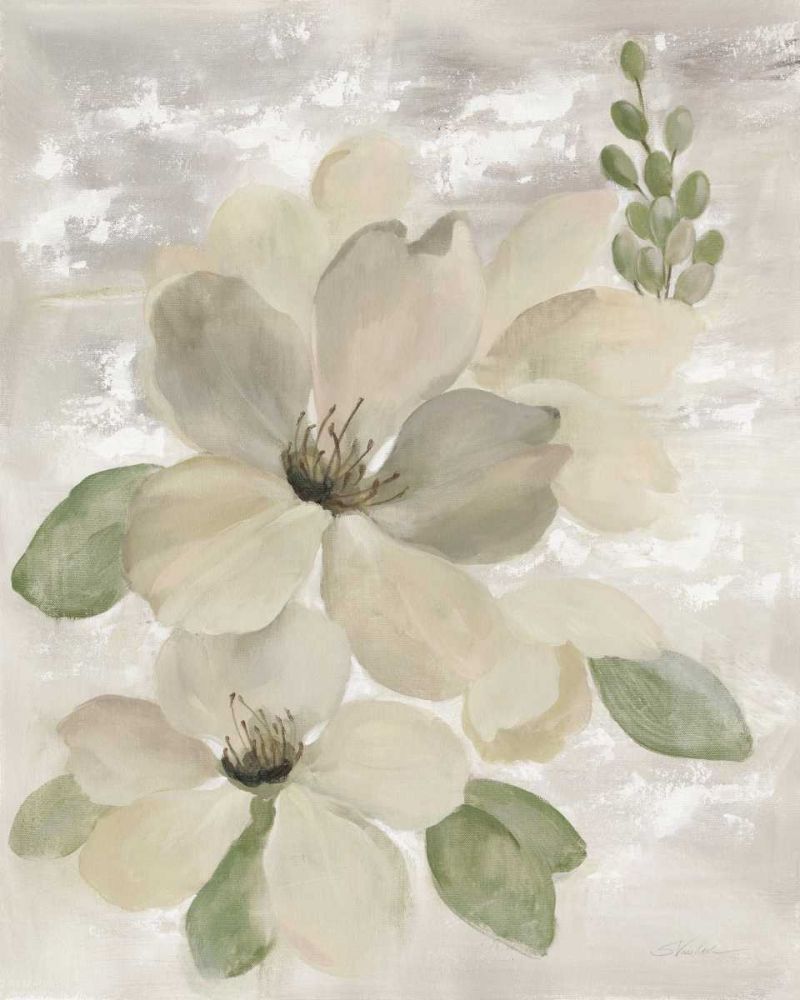 White on White Floral II Sage art print by Silvia Vassileva for $57.95 CAD