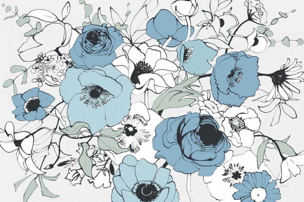 Watercolor Black Lined Poppies Mix art print by Shirley Novak for $57.95 CAD