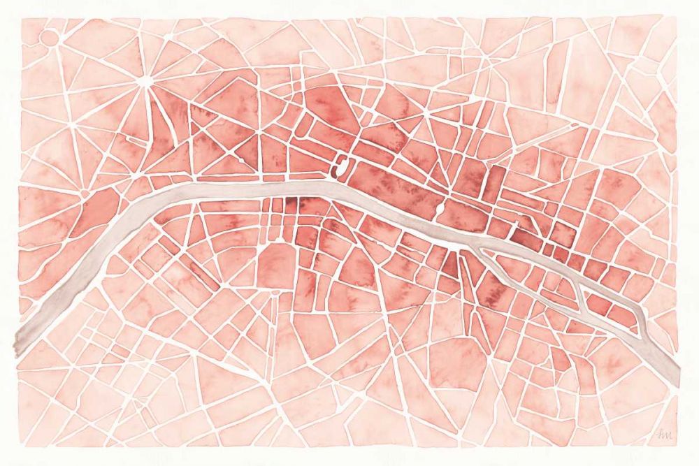 Watercolor Wanderlust Paris Coral art print by Laura Marshall for $57.95 CAD
