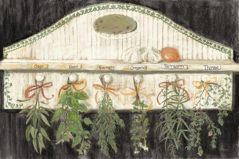 Herbs on Pegs Black art print by Carol Rowan for $57.95 CAD