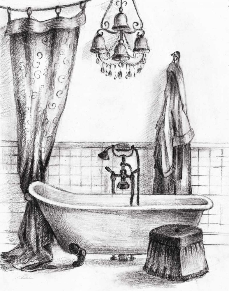 Elegant Bath II BW Crop art print by Silvia Vassileva for $57.95 CAD