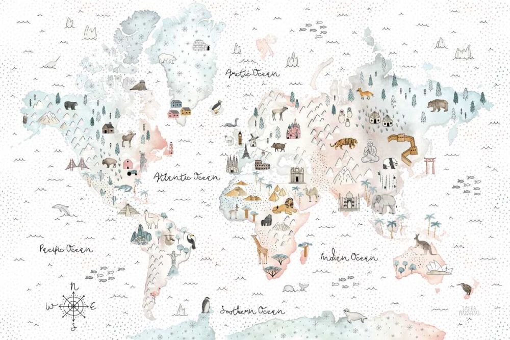 World Traveler I Dot BG art print by Laura Marshall for $57.95 CAD