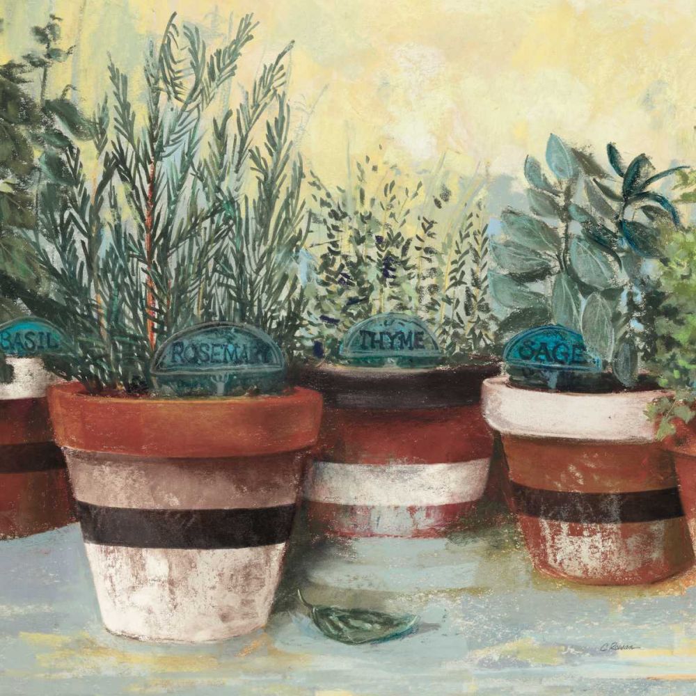 Potted Herbs II Stripes Crop art print by Carol Rowan for $57.95 CAD