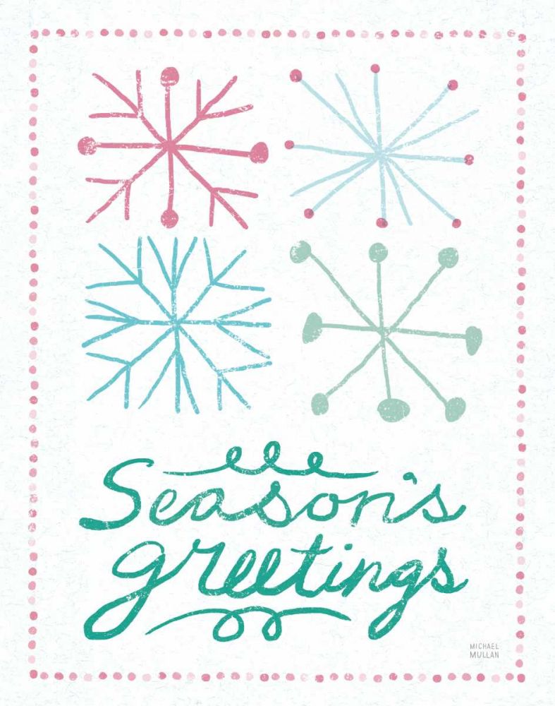Merry Christmastime Snow Flake Vintage art print by Michael Mullan for $57.95 CAD