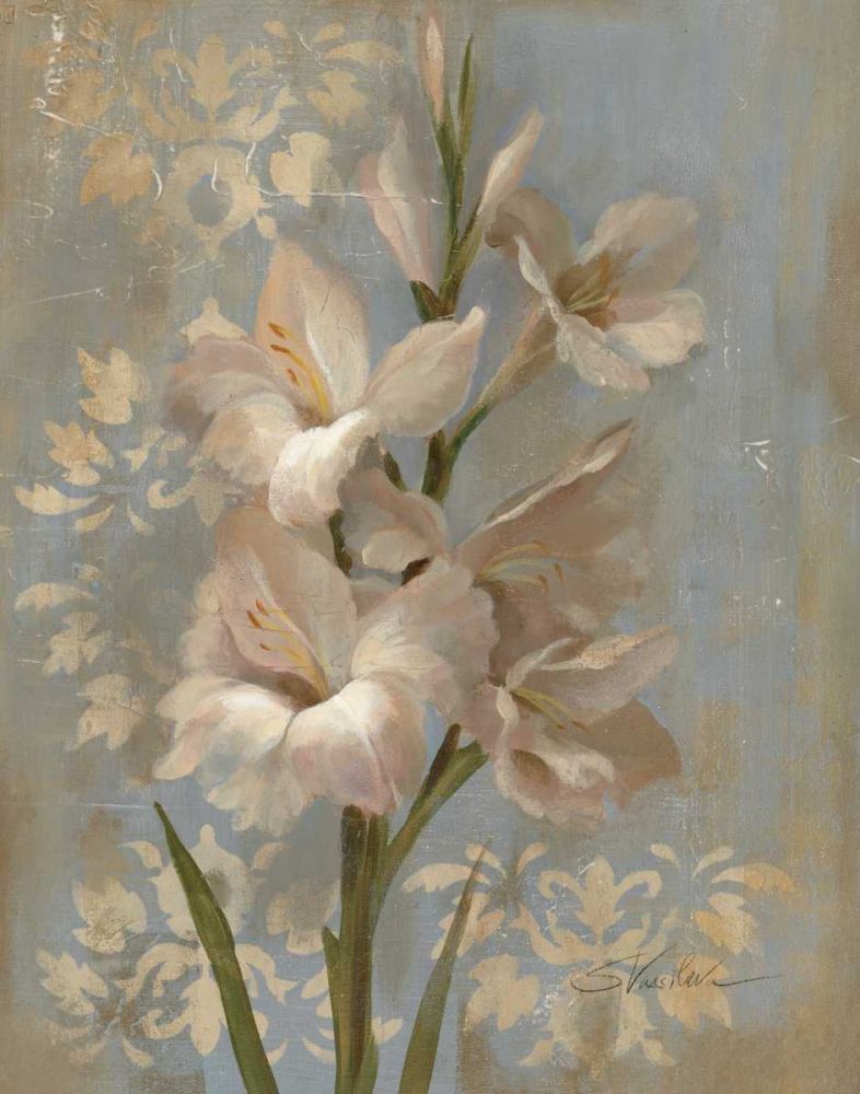 Gladiola on Soft Blue - Original art print by Silvia Vassileva for $57.95 CAD
