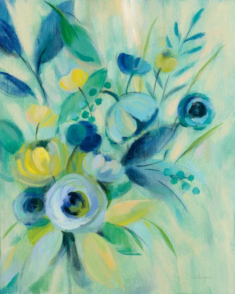 Elegant Blue Floral I art print by Silvia Vassileva for $57.95 CAD