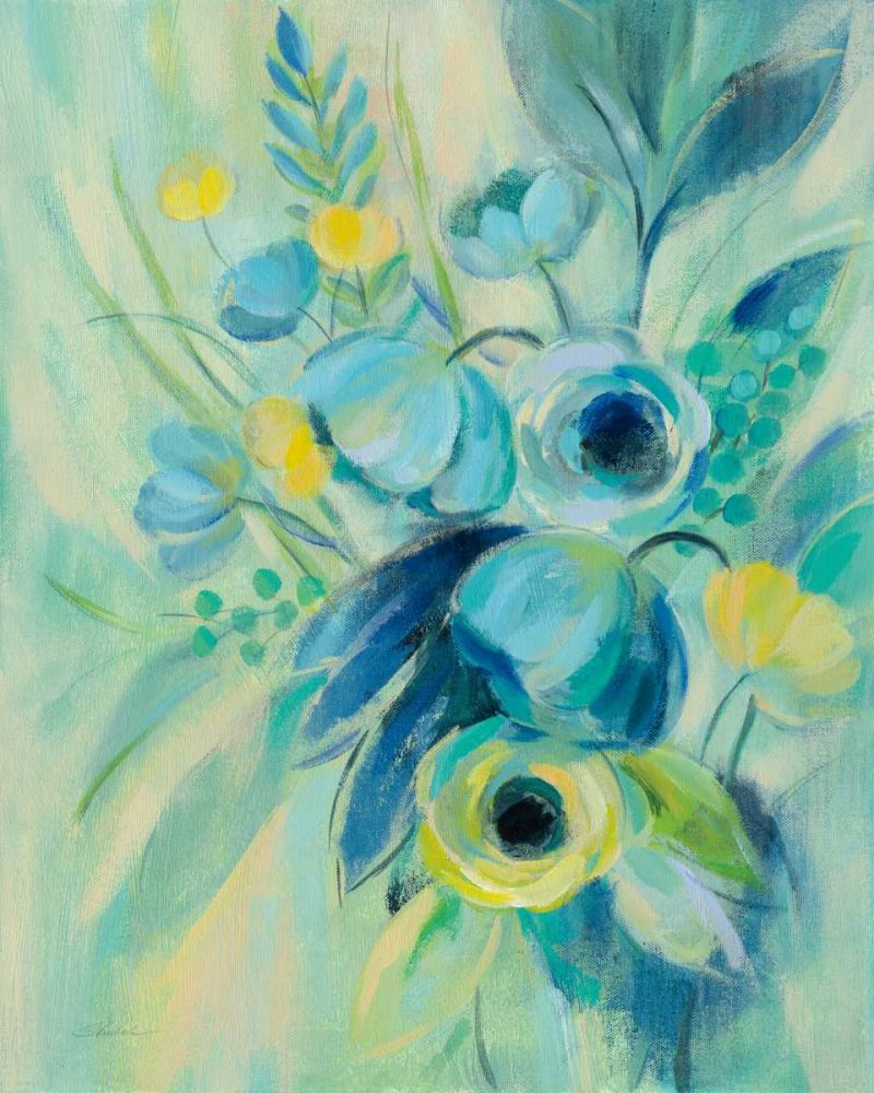 Elegant Blue Floral II art print by Silvia Vassileva for $57.95 CAD