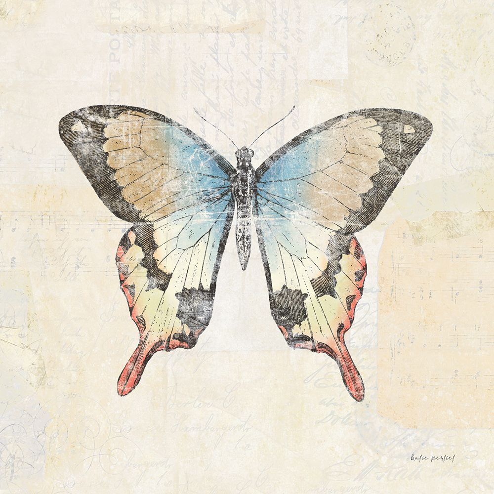 Butterfly Collage I Cream art print by Katie Pertiet for $57.95 CAD