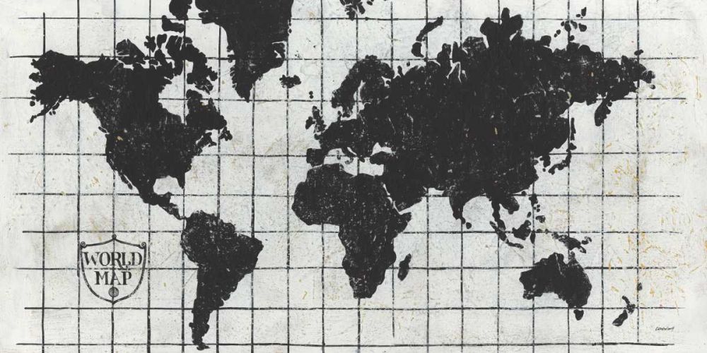 Black Gild World Map I Crest art print by Kathrine Lovell for $57.95 CAD