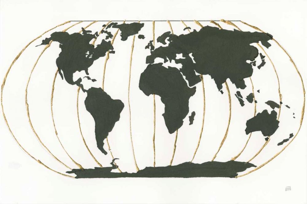 World Map Gold Lines art print by Chris Paschke for $57.95 CAD