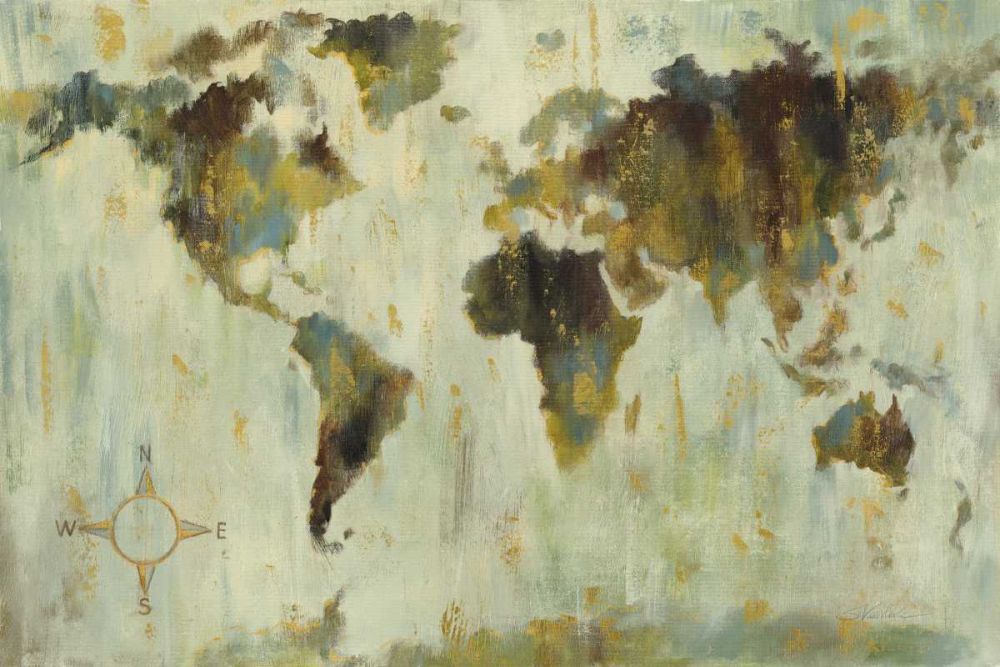 Bronze World Map art print by Silvia Vassileva for $57.95 CAD