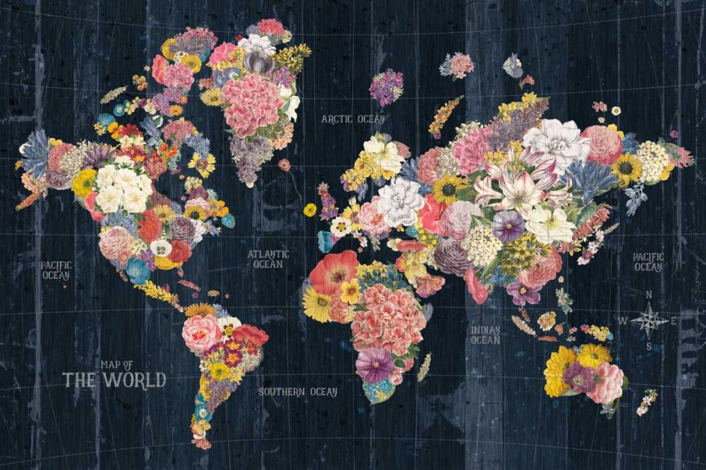 Botanical Floral Map Words art print by Wild Apple Portfolio for $57.95 CAD