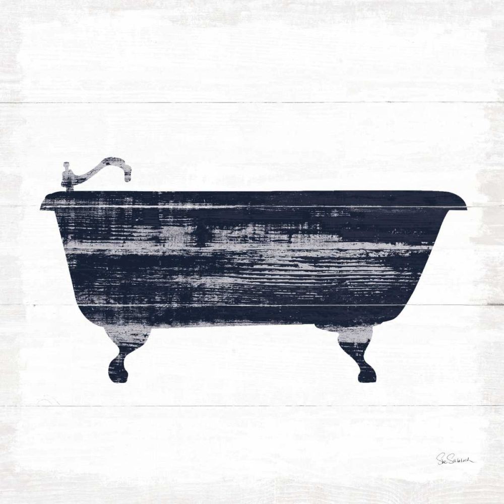Shiplap Bath I Navy art print by Sue Schlabach for $57.95 CAD