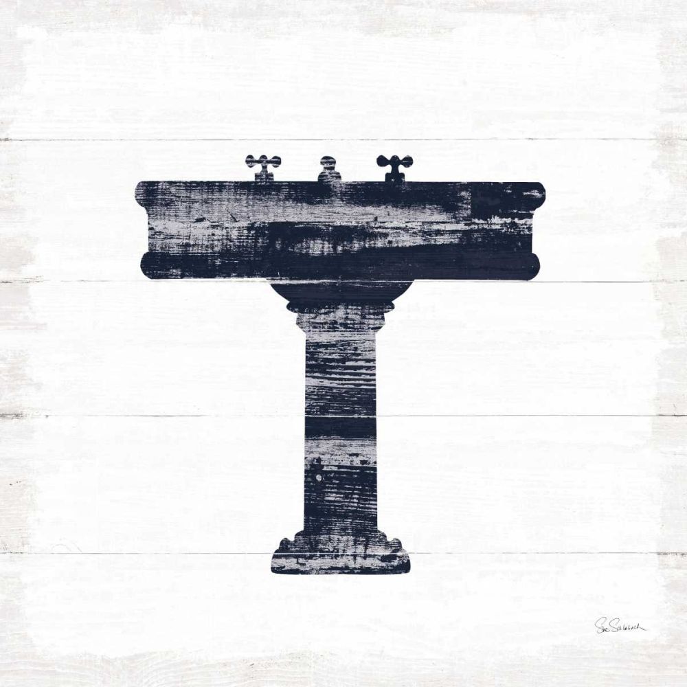 Shiplap Bath II Navy art print by Sue Schlabach for $57.95 CAD