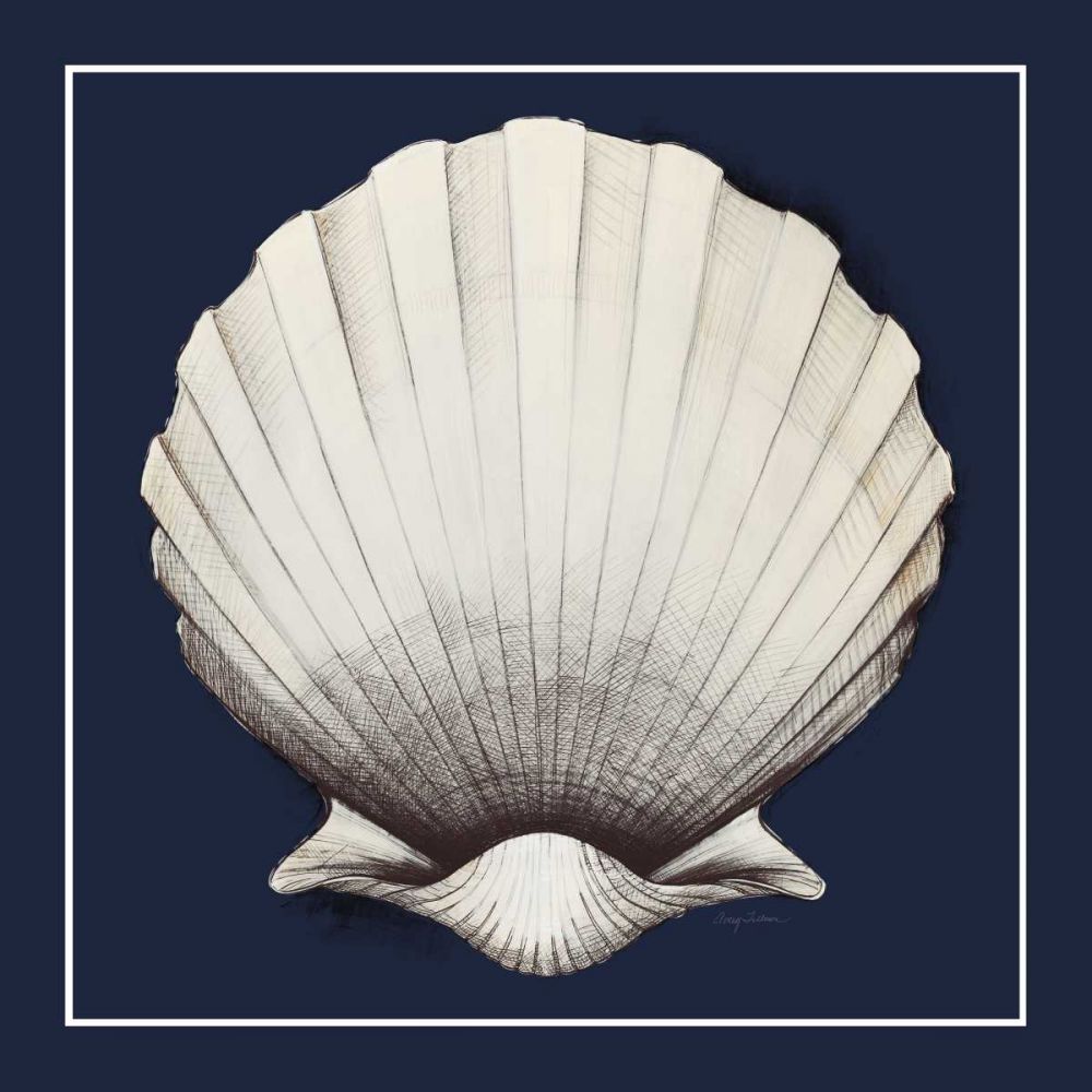 Coastal Shell II with Border Navy art print by Avery Tillmon for $57.95 CAD