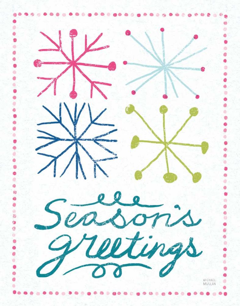 Merry Christmastime Snow Flake Bright art print by Michael Mullan for $57.95 CAD