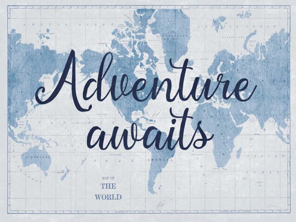 World Map White and Blue v2 art print by Sue Schlabach for $57.95 CAD